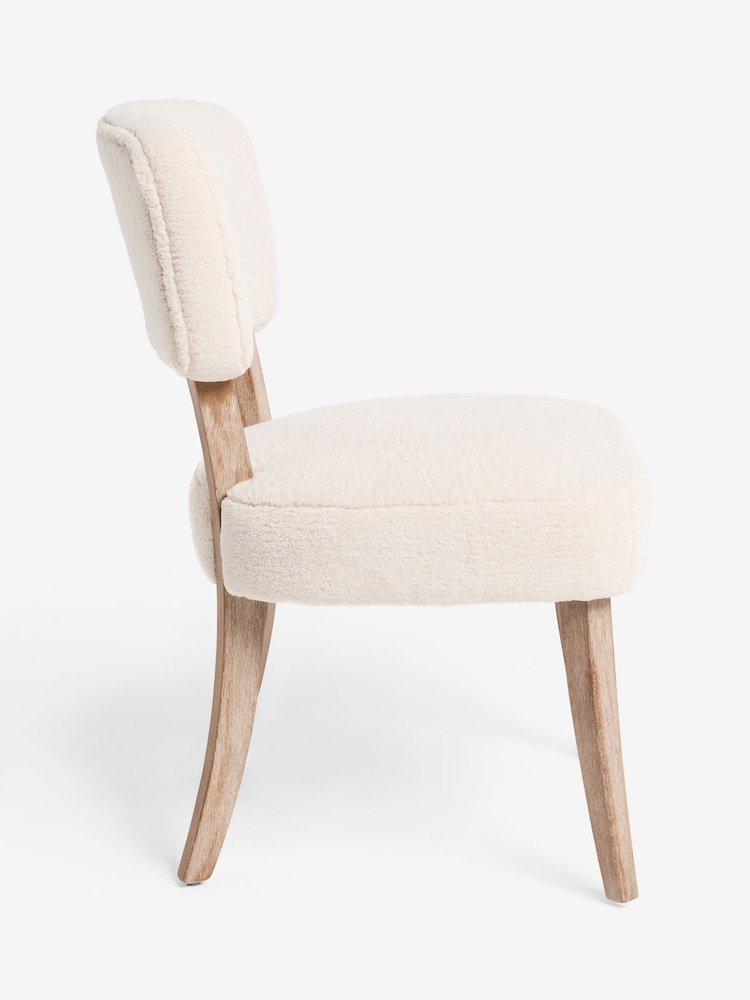 Set of 2 Teddy Shearling Light Natural Fine Chenille Light Wood Leg Remi Dining Chairs - Image 7 of 7 Set of 2 Teddy Shearling Light Natural Fine Chenille Light Wood Leg Remi Dining Chairs - Image 7 of 7