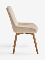 Set of 2 Teddy Shearling Light Natural Hamilton Mid Wood Leg Quilted Dining Chairs - Image 5 of 7