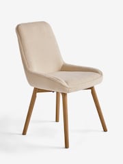 Set of 2 Teddy Shearling Light Natural Hamilton Mid Wood Leg Quilted Dining Chairs - Image 6 of 7