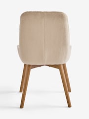 Set of 2 Teddy Shearling Light Natural Hamilton Mid Wood Leg Quilted Dining Chairs - Image 7 of 7