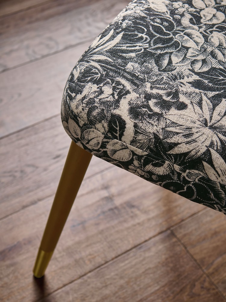 Set of 2 Tapestry Print Valencia Upholstered Dark Wood Leg Dining Chairs - Image 2 of 7