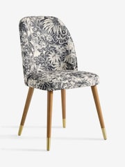 Set of 2 Tapestry Print Valencia Upholstered Dark Wood Leg Dining Chairs - Image 5 of 7