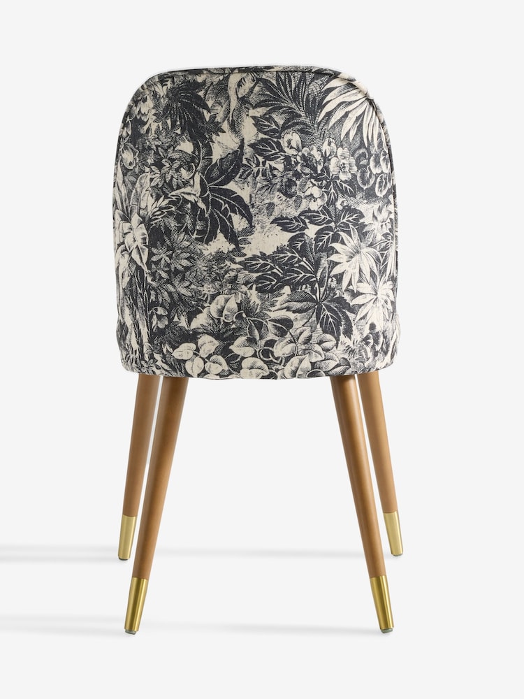 Set of 2 Tapestry Print Valencia Upholstered Dark Wood Leg Dining Chairs - Image 7 of 7