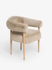 Set of 2 Oslo Faux Fur Mink Natural Light Wood Leg Aire Dining Chairs - Image 6 of 8