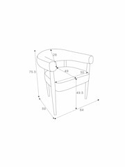 Set of 2 Boucle Stripe Light Natural And Moss Dark Wood Leg Aire Dining Chairs - Image 3 of 9