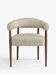 Set of 2 Boucle Stripe Light Natural And Moss Dark Wood Leg Aire Dining Chairs - Image 6 of 9