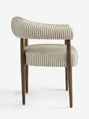 Set of 2 Boucle Stripe Light Natural And Moss Dark Wood Leg Aire Dining Chairs - Image 8 of 9