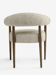 Set of 2 Boucle Stripe Light Natural And Moss Dark Wood Leg Aire Dining Chairs - Image 9 of 9