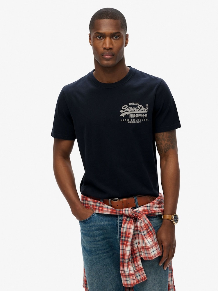 Superdry Blue Relaxed VL Tokyo T-Shirt - Image 1 of 5