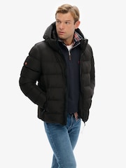Superdry Black Hooded Sports Puffer Jacket - Image 2 of 6