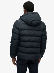 Superdry Blue Hooded Sports Puffer Jacket - Image 2 of 9