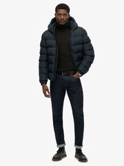 Superdry Blue Hooded Sports Puffer Jacket - Image 5 of 9