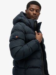 Superdry Blue Hooded Sports Puffer Jacket - Image 6 of 9