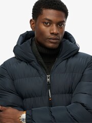 Superdry Blue Hooded Sports Puffer Jacket - Image 7 of 9