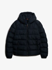 Superdry Blue Hooded Sports Puffer Jacket - Image 8 of 9