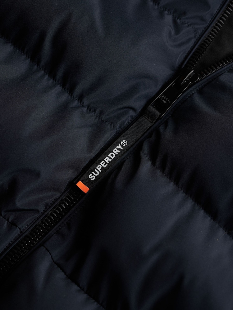 Superdry Blue Hooded Sports Puffer Jacket - Image 8 of 8