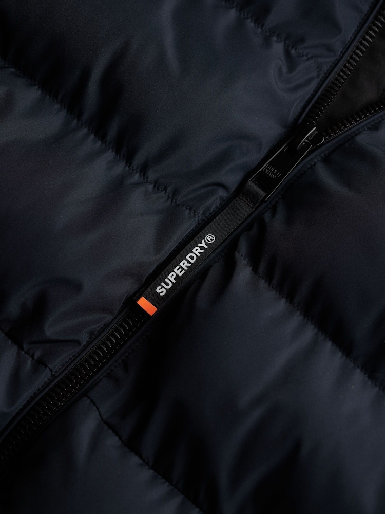 Superdry Blue Hooded Sports Puffer Jacket - Image 9 of 9 Superdry Blue Hooded Sports Puffer Jacket - Image 9 of 9