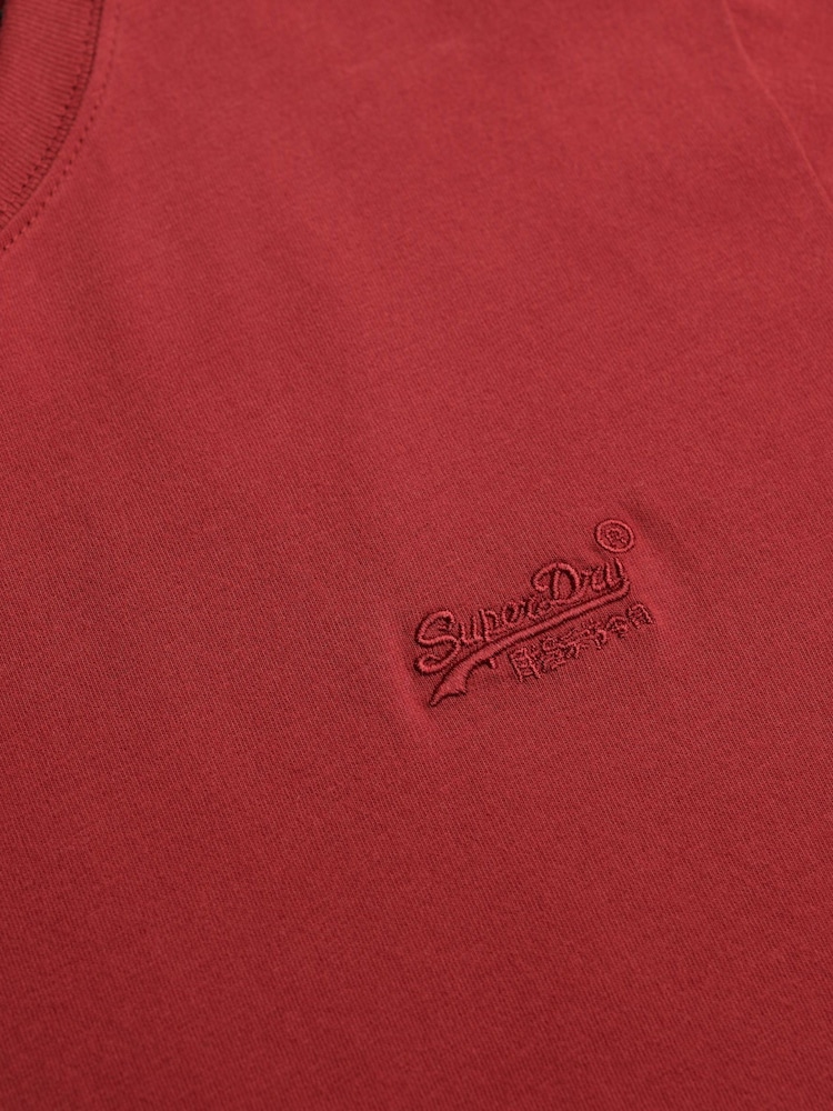 Superdry Bright Red Essential Logo Embroidery T-Shirt - Image 5 of 5 Superdry Bright Red Essential Logo Embroidery T-Shirt - Image 5 of 5