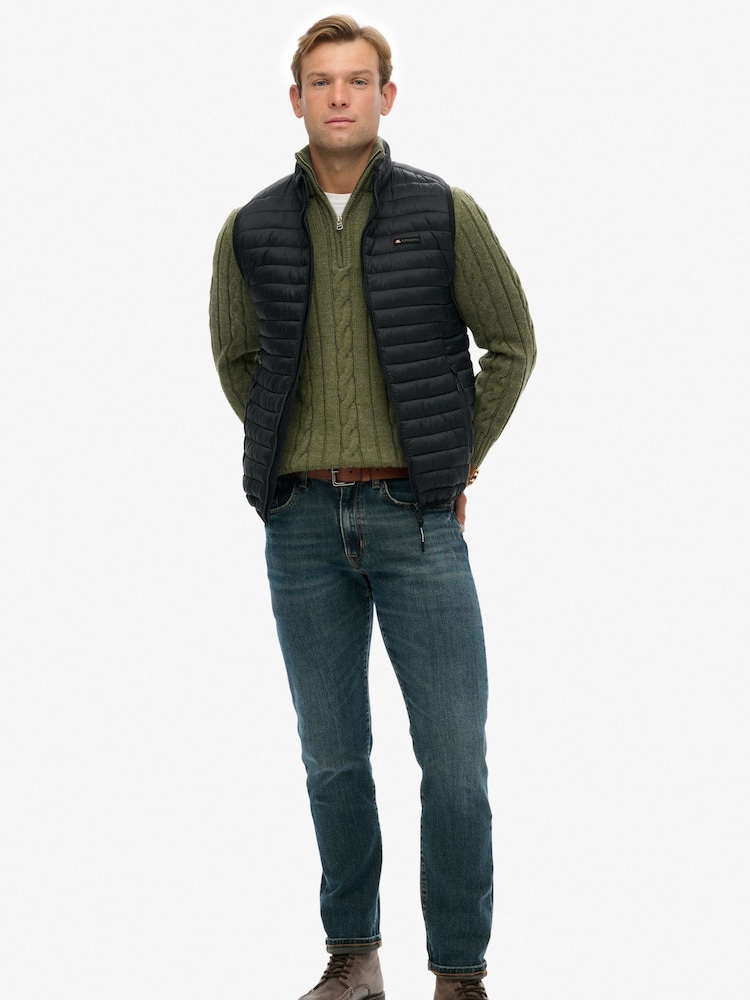 Superdry Black Fuji Lite Padded Gilet - Image 2 of 7 Superdry Black Fuji Lite Padded Gilet - Image 2 of 7