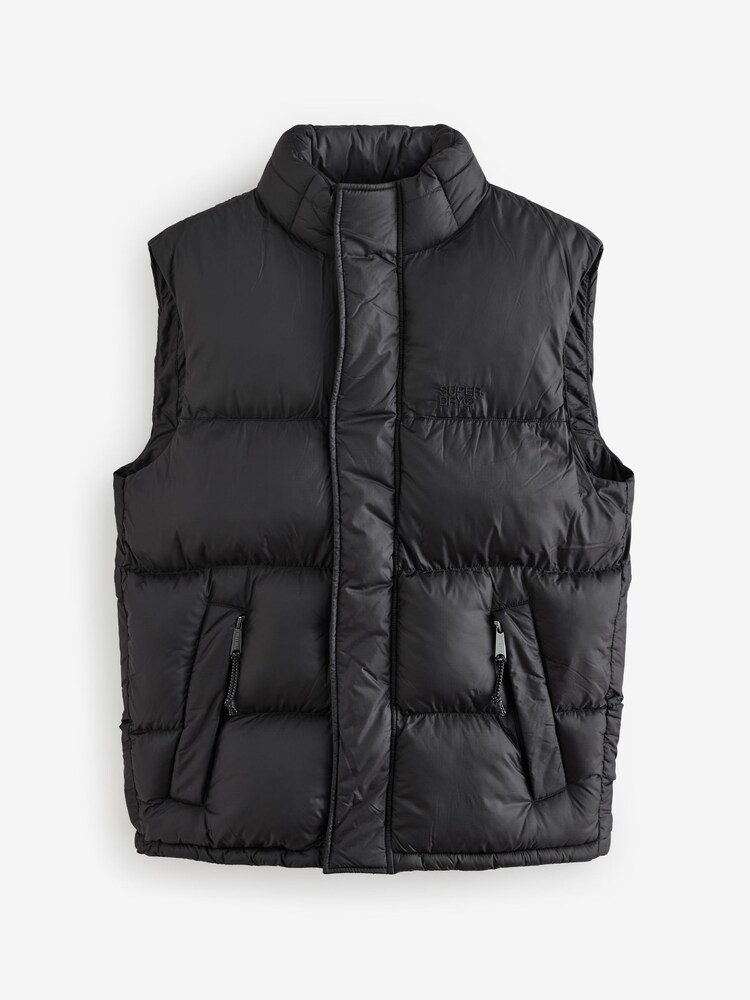 Superdry Black Tech Padded Gilet - Image 1 of 1 Superdry Black Tech Padded Gilet - Image 1 of 1