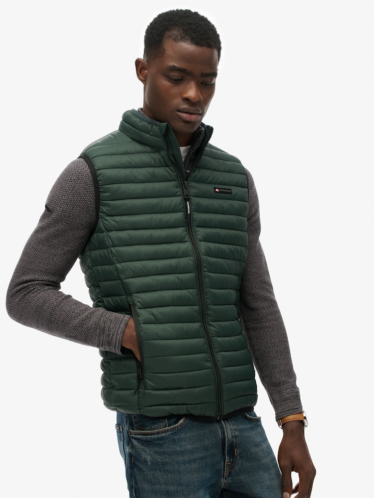 Superdry Green Fuji Lite Padded Gilet - Image 2 of 7 Superdry Green Fuji Lite Padded Gilet - Image 2 of 7
