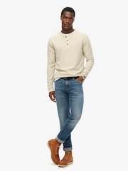Superdry Natural Waffle Long Sleeve Henley Top - Image 2 of 6