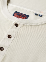 Superdry Natural Waffle Long Sleeve Henley Top - Image 4 of 6