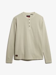 Superdry Natural Waffle Long Sleeve Henley Top - Image 6 of 6