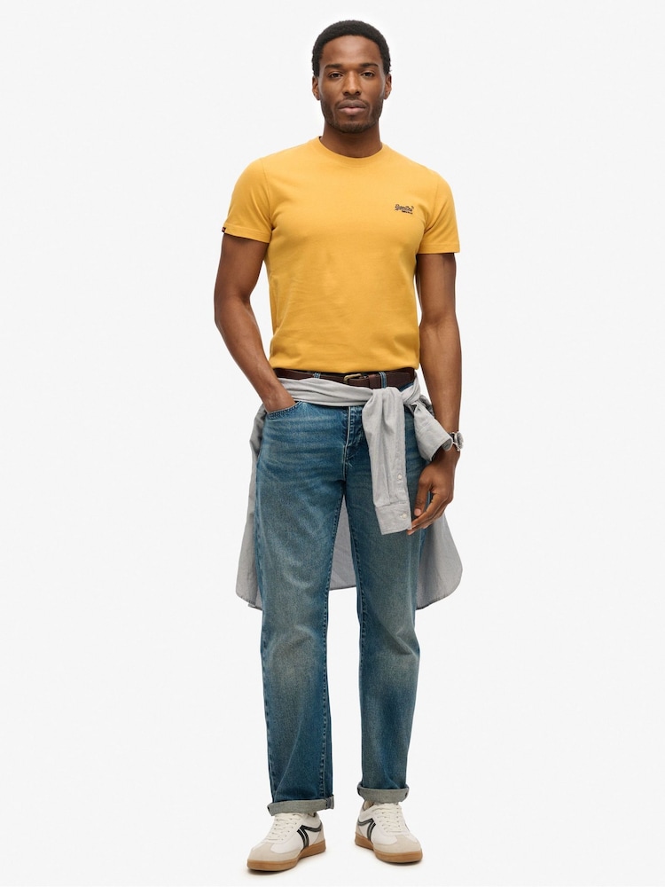 Superdry Bright Yellow Essential Logo Embroidery T-Shirt - Image 2 of 4 Superdry Bright Yellow Essential Logo Embroidery T-Shirt - Image 2 of 4