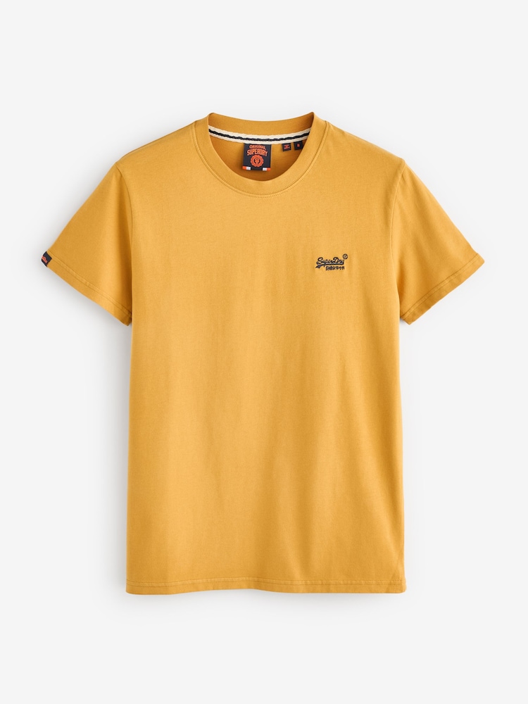 Superdry Bright Yellow Essential Logo Embroidery T-Shirt - Image 4 of 4 Superdry Bright Yellow Essential Logo Embroidery T-Shirt - Image 4 of 4