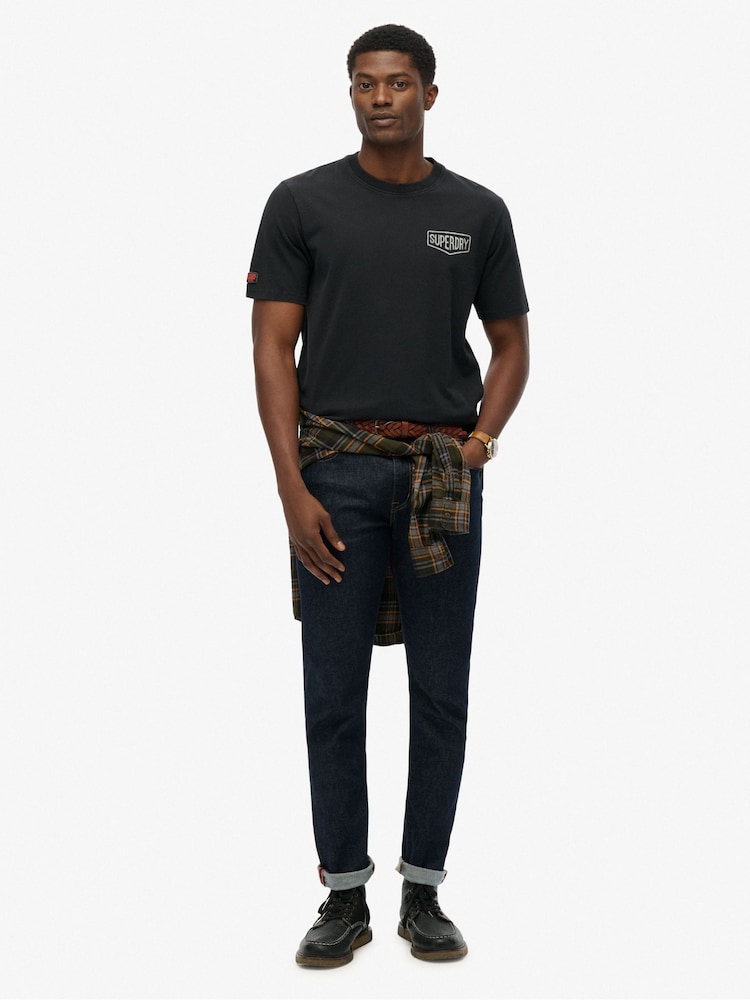 Superdry Black Work Tab Loose T-Shirt - Image 1 of 6 Superdry Black Work Tab Loose T-Shirt - Image 1 of 6