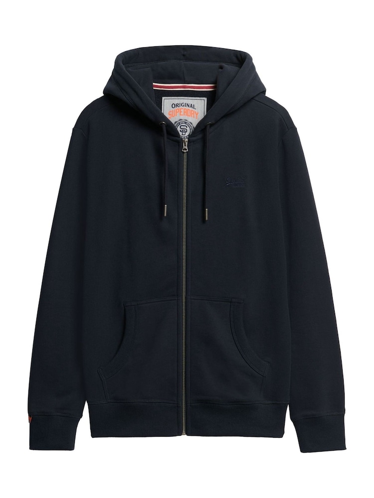Mitternachtsblau - Superdry Essential Logo Half Brushed Zip Hoodie - Bild 4 von 4