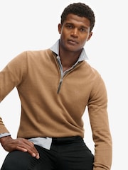 Superdry Brown Essentials Cotton Half Zip Jumper - Image 2 of 5
