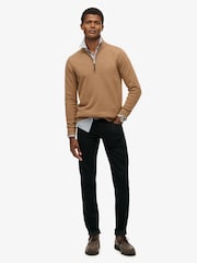 Superdry Brown Essentials Cotton Half Zip Jumper - Image 3 of 5