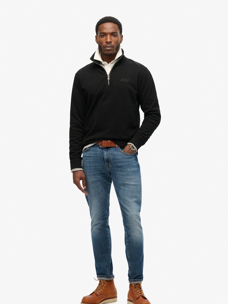 Superdry Black Essential Logo Henley Sweat Top - Image 2 of 6