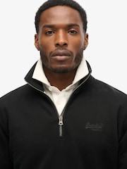 Superdry Black Essential Logo Henley Sweat Top - Image 4 of 6