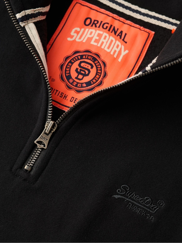 Superdry Black Essential Logo Henley Sweat Top - Image 6 of 6
