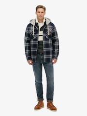 Superdry Blue Surplus Hooded Check Shirt - Image 2 of 4