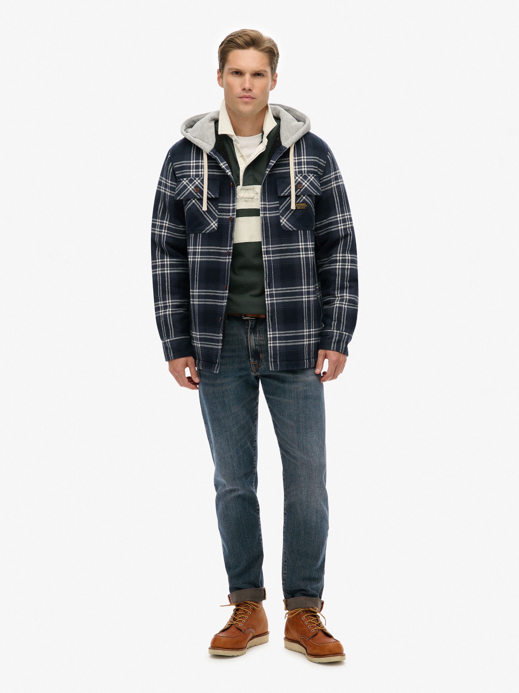 Buy Superdry Blue Surplus Hooded Check Shirt from Next USA