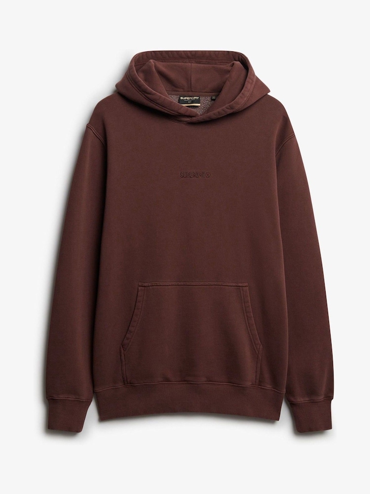 Superdry Brown Micro Logo Hoodie - Image 1 of 2 Superdry Brown Micro Logo Hoodie - Image 1 of 2