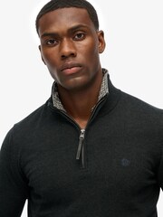 Superdry Grey Essentials Cotton Half Zip Jumper - Image 5 of 6