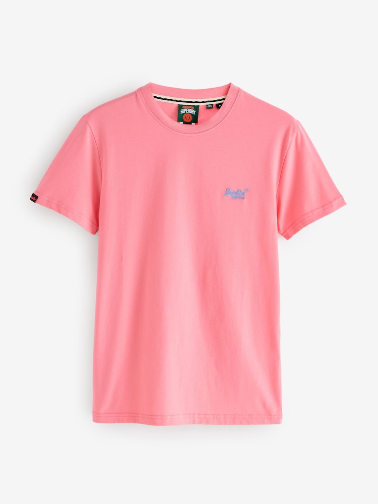 Pink - Superdry Essential T-Shirt mit Logostickerei - Bild 1 von 1