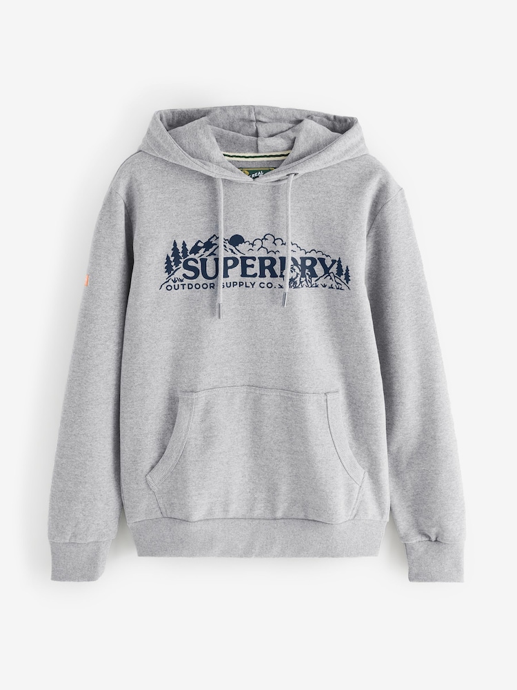 Superdry Grey Relaxed Outdoor Scene Hoodie - Image 1 of 2