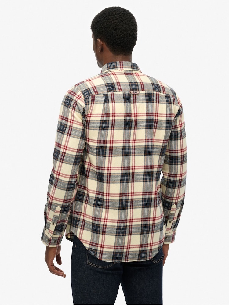 Superdry White Long Sleeve Cotton Lumberjack Shirt - Image 2 of 6 Superdry White Long Sleeve Cotton Lumberjack Shirt - Image 2 of 6