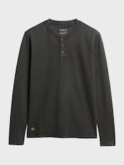 Superdry Black Waffle Long Sleeve Henley Top - Image 4 of 6