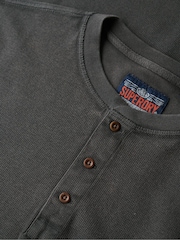 Superdry Black Waffle Long Sleeve Henley Top - Image 5 of 6