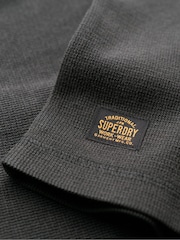 Superdry Black Waffle Long Sleeve Henley Top - Image 6 of 6