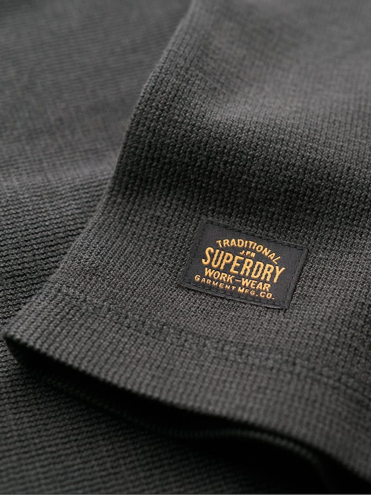 Superdry Black Waffle Long Sleeve Henley Top - Image 6 of 6