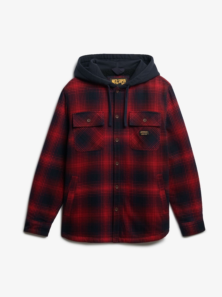 Superdry Red Surplus Hooded Check Shirt - Image 1 of 2