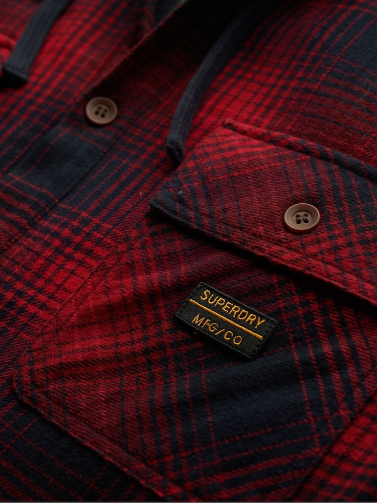 Superdry Red Surplus Hooded Check Shirt - Image 2 of 2
